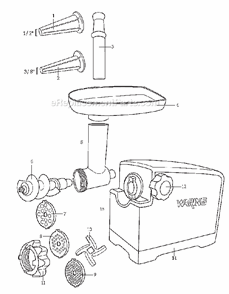 Page A Diagram and Parts List for MG105  Waring Meat Grinder