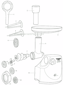 Page A Diagram and Parts List for MG800  Waring Meat Grinder
