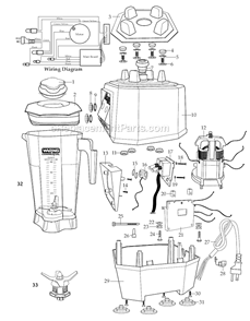 Part Location Diagram of 030855 Waring Jar Only