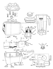 Page A Diagram and Parts List for MMB150  Waring Blender