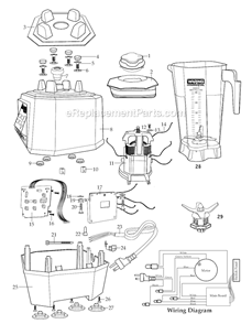 Page A Diagram and Parts List for MMB160  Waring Blender