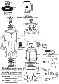 Csa Diagram and Parts List for MMC142  Waring Blender