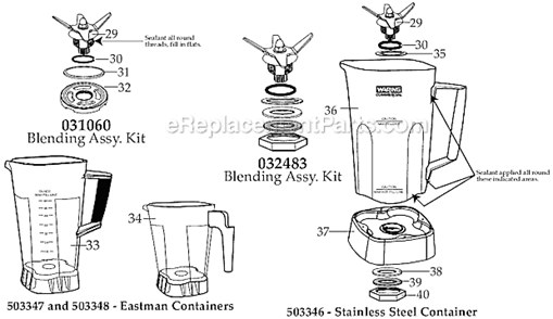Part Location Diagram of 503326 Waring 64 Oz. Eastman Container