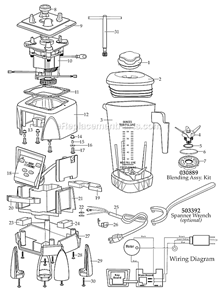 Page A Diagram and Parts List for MX1050XT41  Waring Blender
