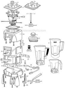 Page A Diagram and Parts List for MX1100XT31  Waring Blender