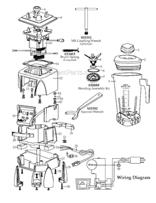 Page A Diagram and Parts List for MX1100XT41  Waring Blender