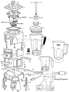 Page A Diagram and Parts List for MX1200XT31  Waring Blender