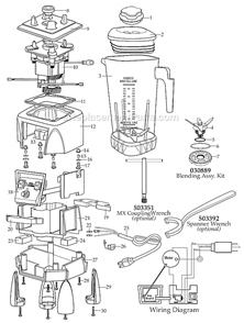 Page A Diagram and Parts List for MX1200XT41  Waring Blender
