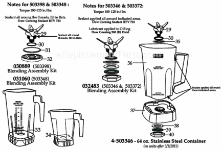 Page B Diagram and Parts List for MX1200XTP  Waring Blender