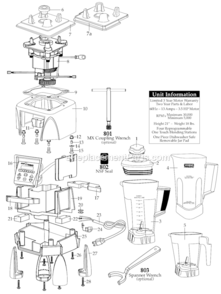 32-48_Oz_Bpa-Free_Copolyester_Container_-_WoodyS_Mx1500Xt_Units_Come_With_Sound_Enclosure Diagram and Parts List for MX1300XTWT  Waring Blender