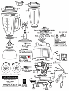 Next_Day_Gourmet_44_Oz_Polycarbonate_Container Diagram and Parts List for NDG185  Waring Blender