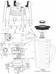 Page A Diagram and Parts List for RB75  Waring Blender