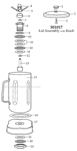 Page A Diagram and Parts List for SS610-501110  Waring Blender