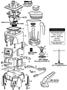 With_Paddle_Switch_-_Stackable_Container_(Us_Foods) Diagram and Parts List for SUP1000XTX Superior Waring Blender