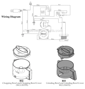 Page B Diagram and Parts List for WCG75PH  Waring Food Processor