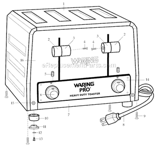 Page A Diagram and Parts List for WCT800R  Waring Toaster