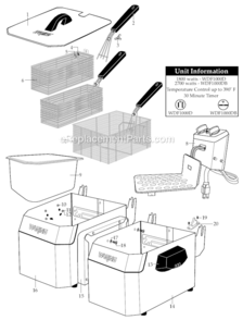 Page A Diagram and Parts List for WDF1000BD  Waring Deep Fryer