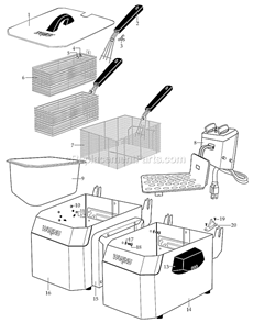 Page A Diagram and Parts List for WDF1500BD  Waring Deep Fryer