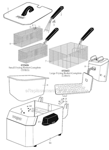Page A Diagram and Parts List for WDF1550  Waring Deep Fryer