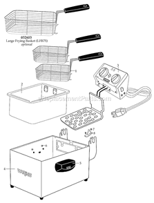 Page A Diagram and Parts List for WDF75RC  Waring Deep Fryer