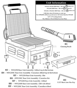 Part Location Diagram of 029968 Waring Top Grill Plate (Flat)
