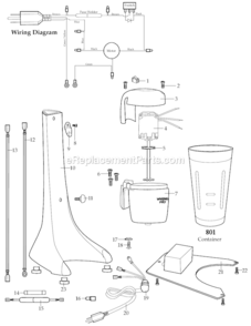 SamS Diagram and Parts List for WDM208SA  Waring Drink Mixer