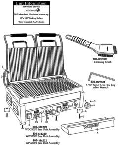 Flat_Grill_With_Timer Diagram and Parts List for WFG300T  Waring Miscellaneous
