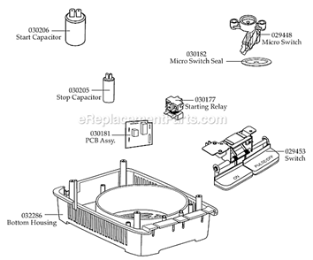 Part Location Diagram of 032286 Waring Bottom Housing