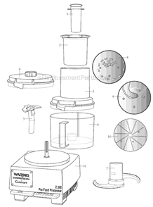 Page A Diagram and Parts List for WFP11  Waring Food Processor