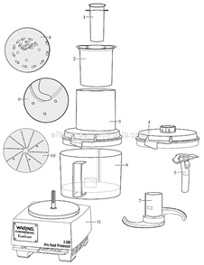 Page A Diagram and Parts List for WFP14  Waring Food Processor