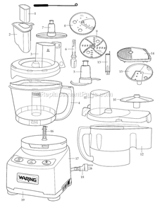 Part Location Diagram of 033651 Waring Bottom Housing