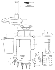 Page A Diagram and Parts List for WJX50  Waring Juicer
