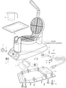 Page A Diagram and Parts List for WMK300A  Waring Waffle Maker