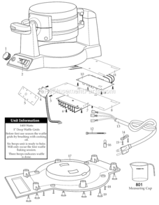 Black Diagram and Parts List for WMK600BK  Waring Waffle Maker
