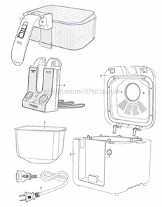 Page A Diagram and Parts List for WPF100BPC  Waring Deep Fryer