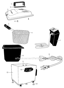 Page A Diagram and Parts List for WPF150PC  Waring Deep Fryer
