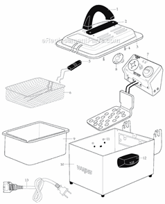 Page A Diagram and Parts List for WPF500PC  Waring Deep Fryer