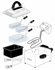 Page A Diagram and Parts List for WPF503BJ  Waring Deep Fryer