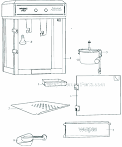 Page A Diagram and Parts List for WPM30  Waring Popcorn Maker