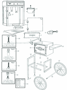 Page A Diagram and Parts List for WPM35  Waring Popcorn Maker