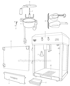 Page A Diagram and Parts List for WPM40  Waring Popcorn Maker