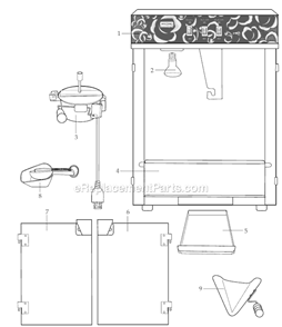 Page A Diagram and Parts List for WPM60  Waring Popcorn Maker