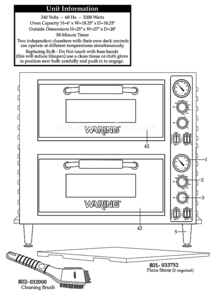 Page A Diagram and Parts List for WPO750  Waring Miscellaneous