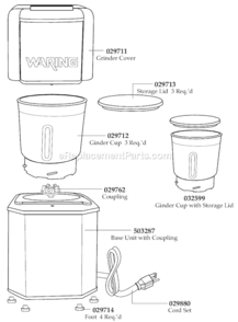 Part Location Diagram of 029714 Waring Foot