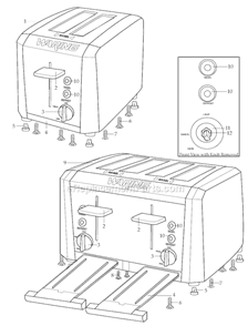 Page A Diagram and Parts List for WT200  Waring Toaster