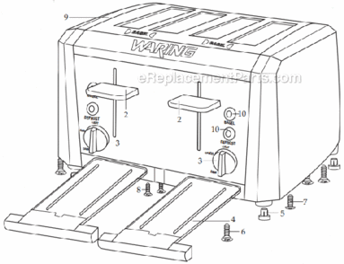 Page A Diagram and Parts List for WT400  Waring Toaster