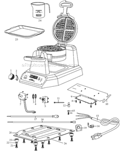 Page A Diagram and Parts List for WWD200  Waring Waffle Maker