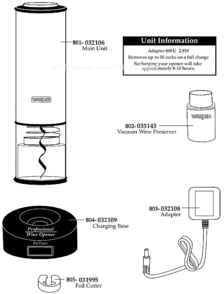 With_Vacuum_Preserver Diagram and Parts List for WWO800BJ  Waring Wine and Beverage Cooler