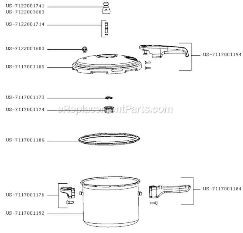 Page A Diagram and Parts List for W92180A  Wearever Pressure Cooker