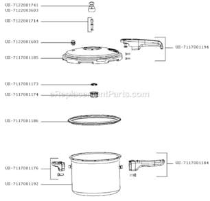 Page A Diagram and Parts List for W92180A  Wearever Pressure Cooker